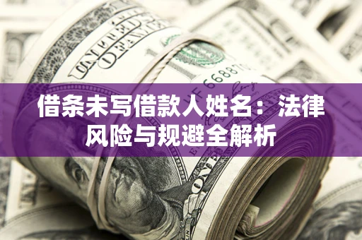 武汉借条未写借款人姓名：法律风险与规避全解析